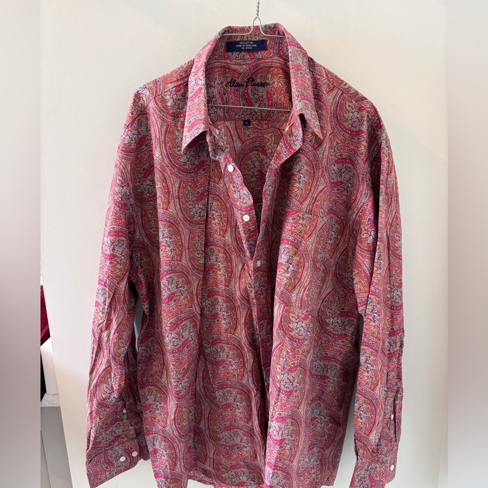 vintage Alan Flusser Red and Pink Paisley Shirt